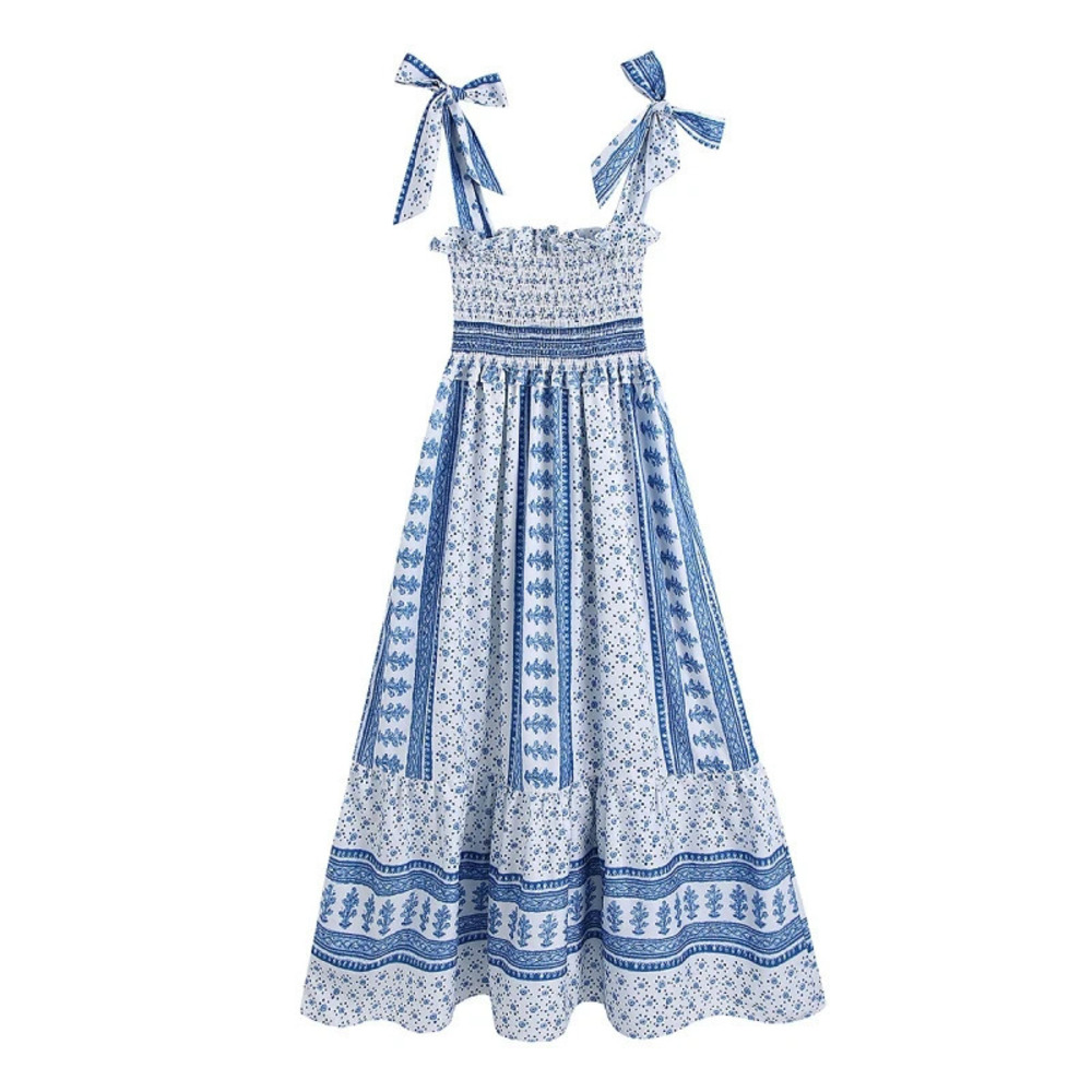 ZARA Stylish Elastic Strap Printed Dress